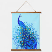 Peacock in Turquoise en Cobalt Blue Hangend Wandkleed (Voorkant)