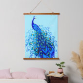 Peacock in Turquoise en Cobalt Blue Hangend Wandkleed (Slaapkamer)