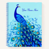 Peacock in Turquoise en Cobalt Blue Journal Notitieboek (Voorkant)
