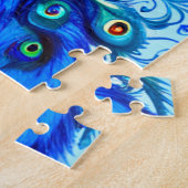 Peacock in Turquoise en Cobalt Blue Legpuzzel (Zijkant)