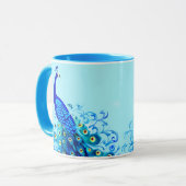 Peacock in Turquoise en Cobalt Blue Mok (Voorkant links)