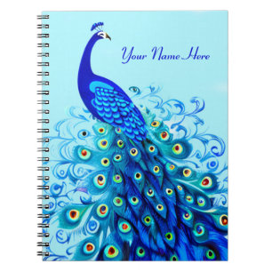 Peacock in Turquoise en Cobalt Blue Notitieboek