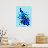Peacock in Turquoise en Cobalt Blue Poster (Keuken)