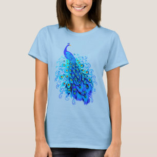 Peacock in Turquoise en Cobalt Blue T-shirt