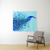 Peacock in Turquoise en Cobalt Blue Wandkleed (In Situ (horizontaal))