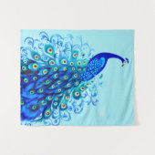 Peacock in Turquoise en Cobalt Blue Wandkleed (Voorkant (horizontaal))