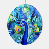 Peacock in voltallige bloom keramisch ornament (Links)