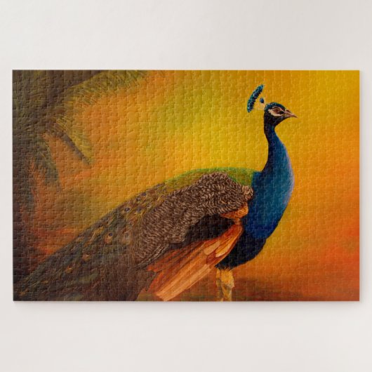 Peacock in zonneschilderkunst legpuzzel (Horizontaal)