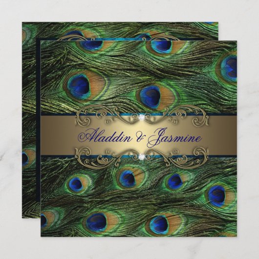 Peacock Indian Wedding Kaart (Voorkant / Achterkant)