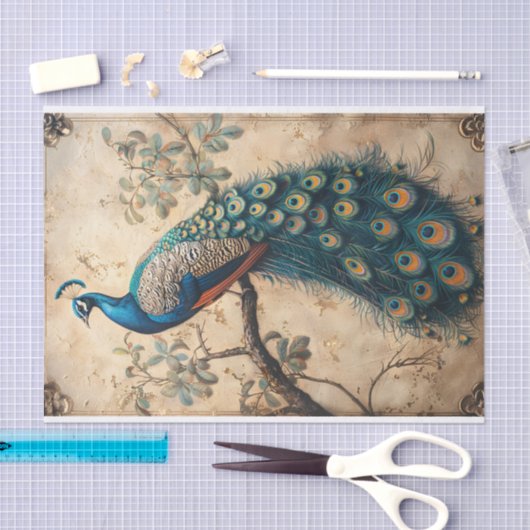 Peacock Indiase schilderij Decoupage Tissuepapier (Craft)