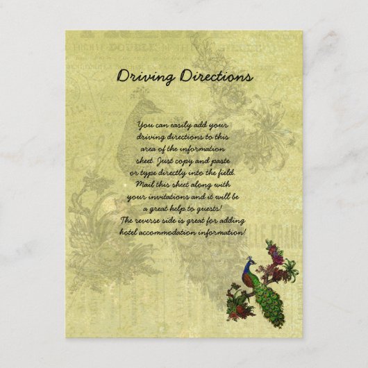  Peacock informatieblad Informatiekaartje (Voorkant)