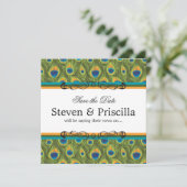 Peacock Invitation Variation 2 Save The Date (Staand voorkant)
