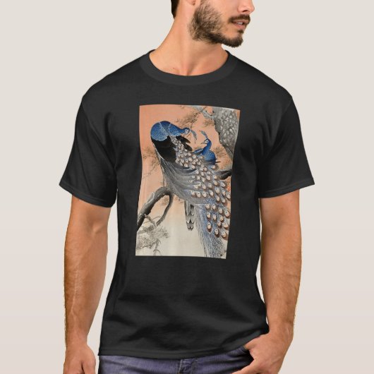 Peacock Japans Ukiyo e Koson  vogelverschrikking T-shirt (Voorkant)