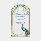 Peacock jasmijn boog Indiase bruiloft mehndi gunst Cadeaulabel (Voorkant)