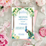 Peacock jasmijn boog Indiase bruiloft mehndi Kaart<br><div class="desc">Peacock en jasmijn bloeit boog Indiase bruiloft mehndi sjabloon uitnodiging direct digitale download,  pauw in jasmijn tuin,  jasmijn gajra bloeit op  boog mehndi henna party uitnodiging.</div>