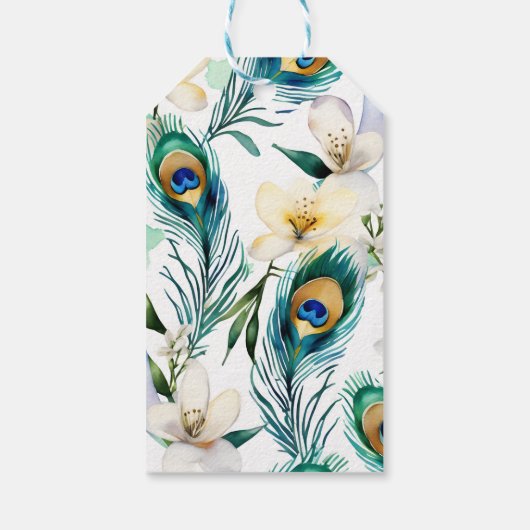 Peacock jasmijn Indiase bruiloft sjabloon gunst ca Cadeaulabel (Achterkant)