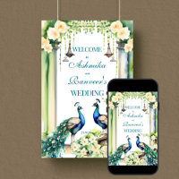 Peacock jasmijn Indiase bruiloft welkom teken