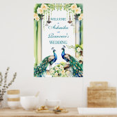 Peacock jasmijn Indiase bruiloft welkom teken Poster (Keuken)