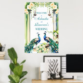 Peacock jasmijn Indiase bruiloft welkom teken Poster (Thuiskantoor)