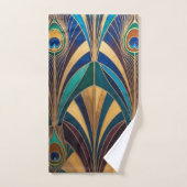 Peacock Jewel Tone Art Deco Feather Bad Handdoek (Handdoek)