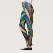 Peacock Jewel Tone Art Deco Feather Leggings (Links)