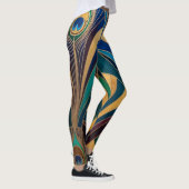 Peacock Jewel Tone Art Deco Feather Leggings (Rechts)