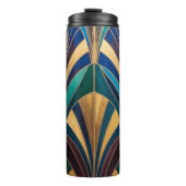 Peacock Jewel Tone Art Deco Feather Thermosbeker (Voorkant)