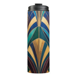 Peacock Jewel Tone Art Deco Feather Thermosbeker