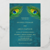 Peacock Jewel Tone Gold Wedding  Folie Uitnodiging (Achterkant)