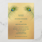 Peacock Jewel Tone Gold Wedding  Folie Uitnodiging (Achterkant)