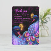 Peacock Jewel Tones Bruiloft Bloemen Moody paarse Bedankkaart (Staand voorkant)