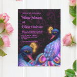 Peacock Jewel Tones Bruiloft Bloemen Moody paarse Kaart<br><div class="desc">Opulent Peacock Jewel Tones Bruiloft Bloemen Moody Noir paarse uitnodiging. Verhoog uw bruiloft naar een rijk van pure elegantie en weelde met deze Jewel Tone Peacock Wedding Invitation. Met veel aandacht voor detail omvat deze uitnodiging de grandeur van juweeltinten en de allure van pauwen, waardoor een look wordt gecreëerd die...</div>