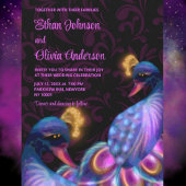 Peacock Jewel Tones Bruiloft Bloemen Moody paarse Kaart