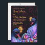 Peacock Jewel Tones Bruiloft Bloemen Moody paarse Kaart<br><div class="desc">Opulent Peacock Jewel Tones Bruiloft Bloemen Moody Noir paarse uitnodiging. Verhoog uw bruiloft naar een rijk van pure elegantie en weelde met deze Jewel Tone Peacock Wedding Invitation. Met veel aandacht voor detail omvat deze uitnodiging de grandeur van juweeltinten en de allure van pauwen, waardoor een look wordt gecreëerd die...</div>