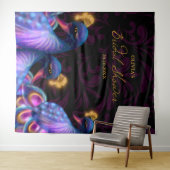 Peacock Jewel Tones Bruiloft Bloemen Moody paarse Wandkleed (In Situ (horizontaal))