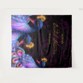 Peacock Jewel Tones Bruiloft Bloemen Moody paarse Wandkleed (Voorkant (horizontaal))