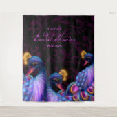 Peacock Jewel Tones Bruiloft Bloemen Moody paarse Wandkleed (Voorkant)