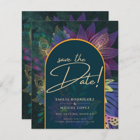 Peacock Jewel Tones Green Blue Wedding (Voorkant / Achterkant)