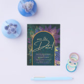 Peacock Jewel Tones Green Blue Wedding Flyer (Enkel)