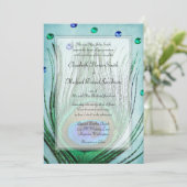  Peacock Jewels Blauwgroen Blue Wedding Kaart (Staand voorkant)