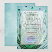  Peacock Jewels Blauwgroen Blue Wedding Kaart (Voorkant / Achterkant)