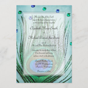 Peacock Jewels Blauwgroen Blue Wedding Kaart