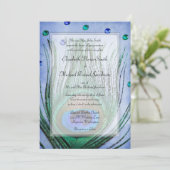  Peacock Jewels Blue Wedding Kaart (Staand voorkant)