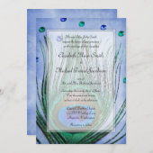  Peacock Jewels Blue Wedding Kaart (Voorkant / Achterkant)