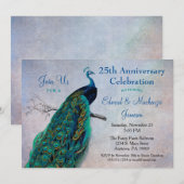 Peacock Jubileum Uitnodiging  Blauwe Vogel (Voorkant / Achterkant)