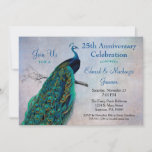 Peacock Jubileum Uitnodiging  Blauwe Vogel<br><div class="desc">Een elegante partijuitnodiging met een  pauw in prachtige tinten op een geschilderde achtergrond. Ideaal voor verjaardagen met mijlpalen zoals 5th,  10th,  15th,  20th,  25th,  30th,  35th,  40th,  45th,  50th,  55th,  60th ... of elk jaar!</div>