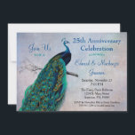 Peacock Jubileum Uitnodiging  Blauwe Vogel<br><div class="desc">Een elegante partijuitnodiging met een  pauw in prachtige tinten op een geschilderde achtergrond. Ideaal voor verjaardagen met mijlpalen zoals 5th,  10th,  15th,  20th,  25th,  30th,  35th,  40th,  45th,  50th,  55th,  60th ... of elk jaar!</div>