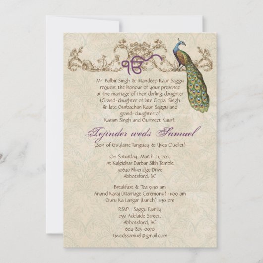  Peacock Kaart (Voorkant)