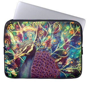 Peacock kaleidoscoop kleurrijk boho artistiek laptop sleeve