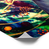 Peacock kaleidoscoop kleurrijk boho artistiek poster (Hoek)